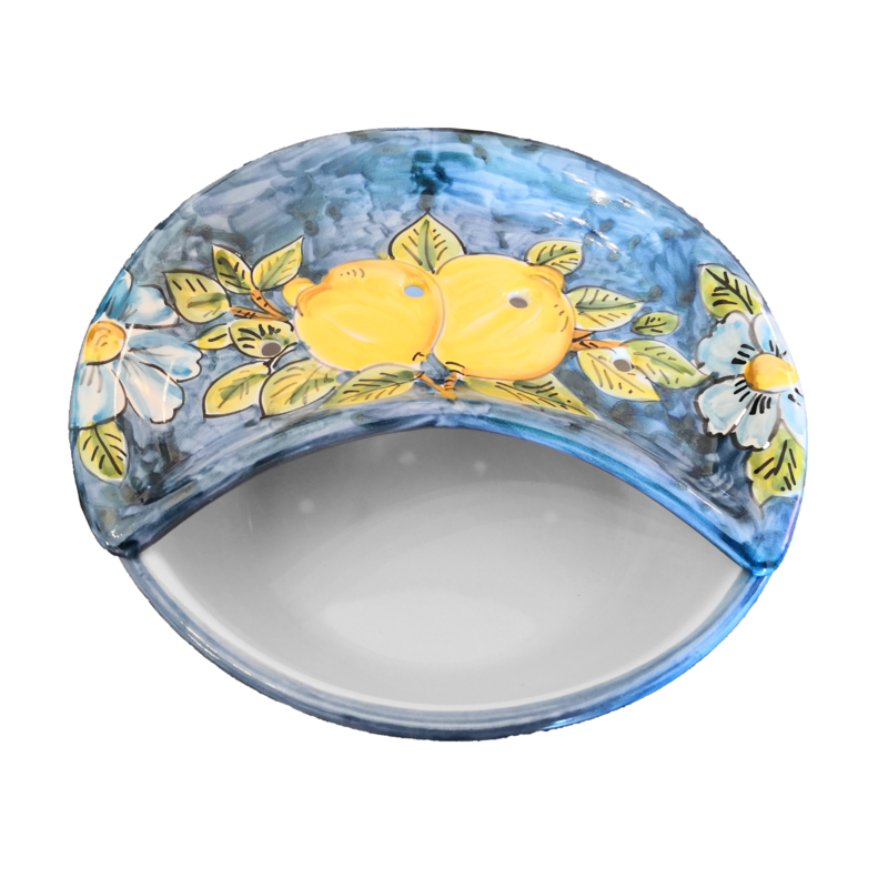 Mozzarella Cheese Pot blue border and lemons...