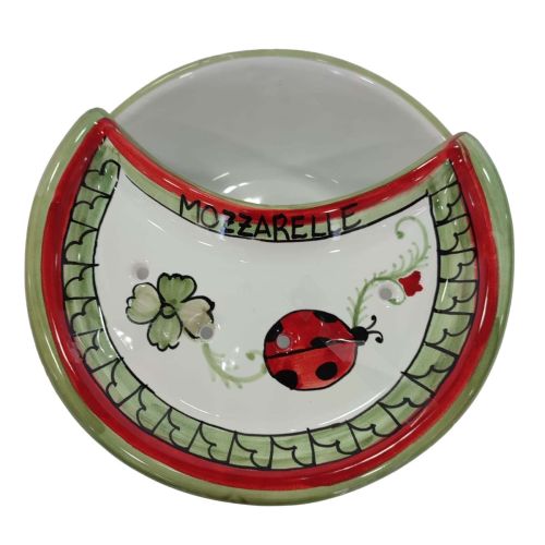 Mozzarella Cheese Pot decoro ladybug - handpainted Vietri...
