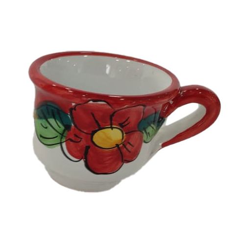 Tray with 6 espresso cups. Flowers & Lemons Line. Vietri ceramic. Hand-painted.
