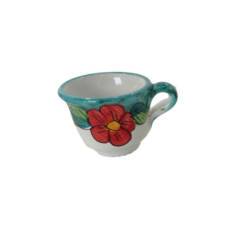 Tablett mit 6 Espressotassen. Blumen- und...