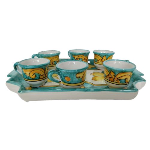 Vassoio con 6 tazzine. Linea Barocco e Limoni. Ceramica... 2