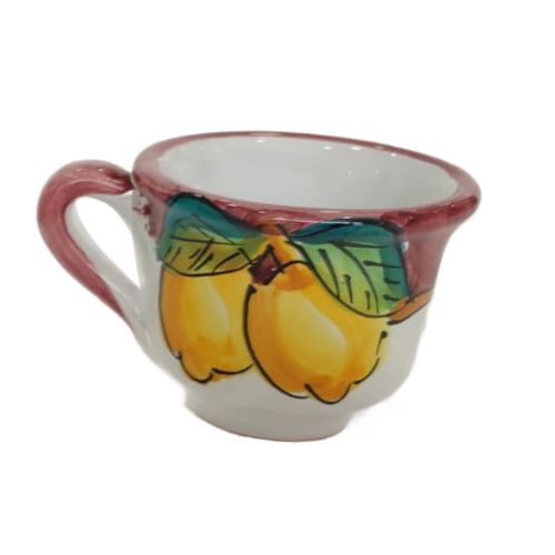 Tray with 6 espresso cups. Flowers & Lemons Line. Vietri ceramic. Hand-painted.