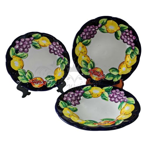 Plate. Dish. Fruit & Lemons Line. Vietri ceramic. Hand-painted