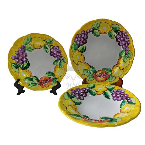 Plate. Dish. Fruit & Lemons Line. Vietri ceramic. Hand-painted