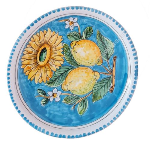 Restaurant Line – Pizza Plate. Lemons and Sunflowers Line. Vietri Ceramics. Hand-Painted.