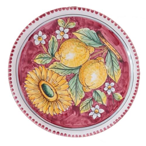 Linea Ristoranti - Piatto Pizza. Linea Limoni e Girasoli. Ceramica di Vietri. Dipinto a Mano.