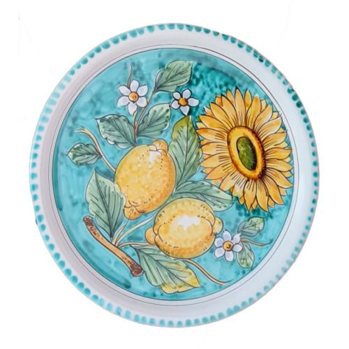 Linea Ristoranti - Piatto Pizza. Linea Limoni e Girasoli. Ceramica di Vietri. Dipinto a Mano.