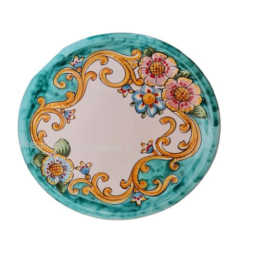Restaurant Line – Pizza Plate. Baroque and Flowers Line. Vietri Ceramics. Hand-Painted.