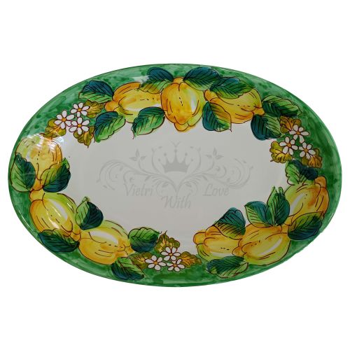 Oval bowl platter. Serving dish. Lemons & Orange Blossoms line. Vietri ceramics. Hand-painted.