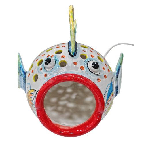 Fish. Home ornaments Lamp handpainted Vietri ceramic Furnishing items for your home