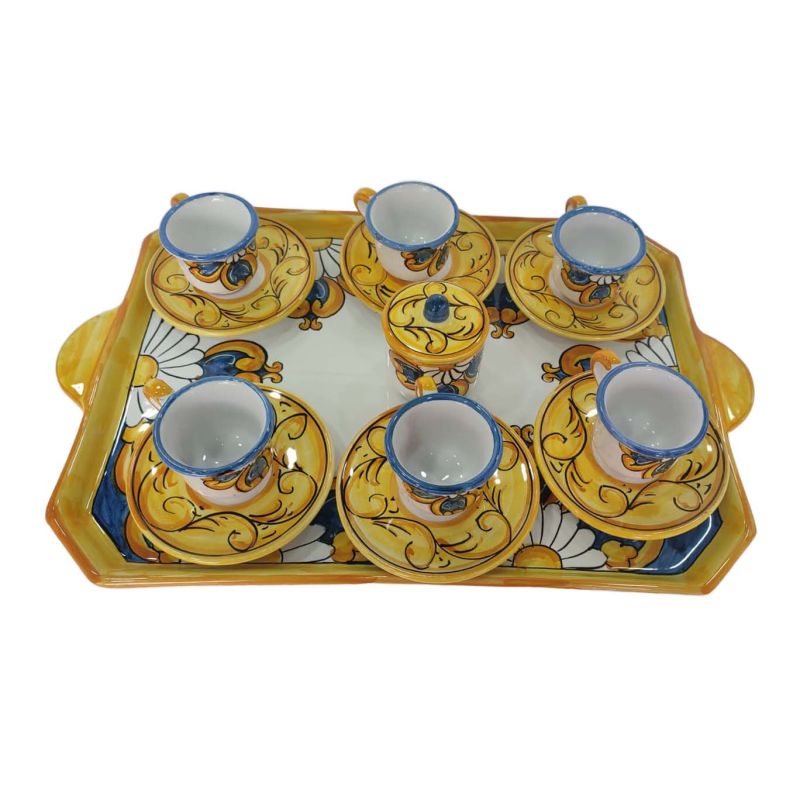 Tray with 6 cups, saucers, and sugar bowl....