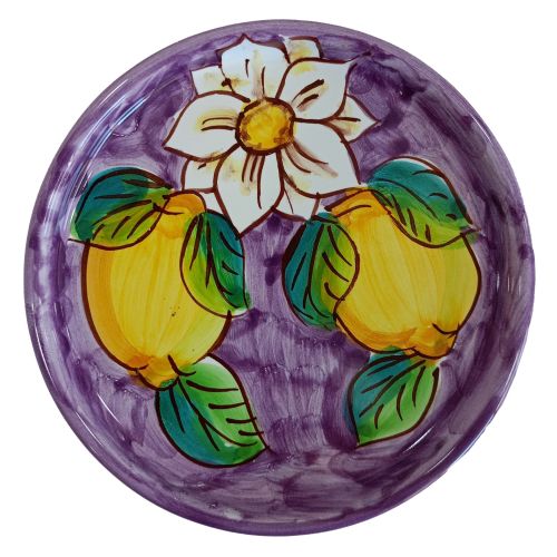 Sotto bicchiere e/o Sotto Bottiglia. Linea Limoni e Fiori. Ceramica vietrese. Dipinto a mano.