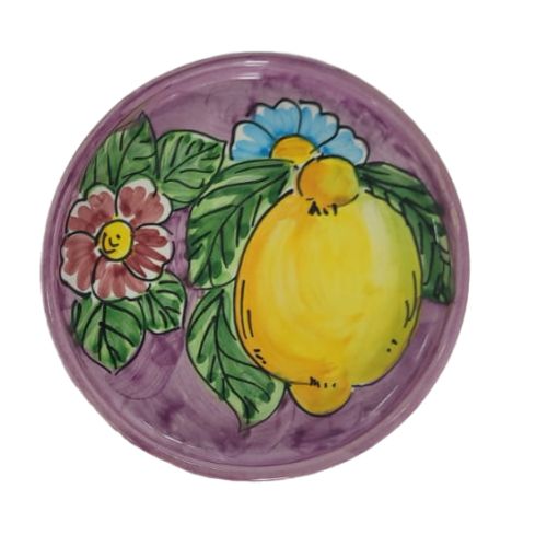 Untersetzer und/oder Flaschenunterlage. “Zitronen und Blumen”-Linie. Vietri-Keramik. Handbemalt.
