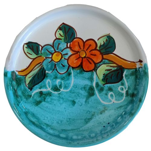 Sotto bicchiere e/o Sotto Bottiglia. Linea Fiori. Ceramica Vietrese. Dipinto a mano
