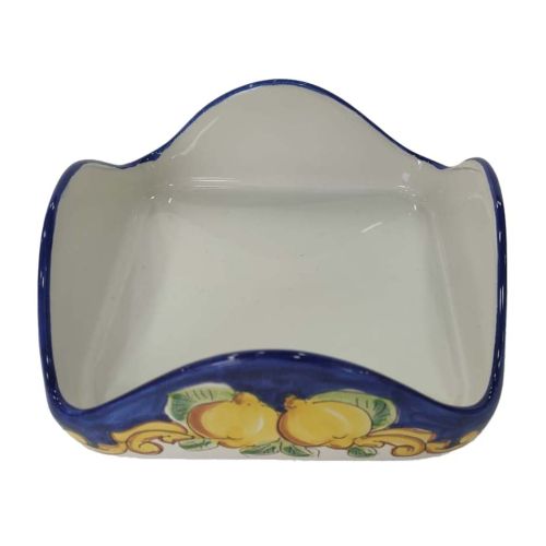 Napkin holder. Lemons Line. handpainted Vietri ceramic