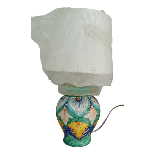 Nachttischlampe Flower Line. Handbemalte Vietri-Keramik.