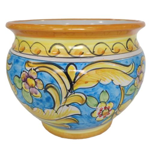 Cachepot Portapianta linea barocco e fiori. Ceramica di...