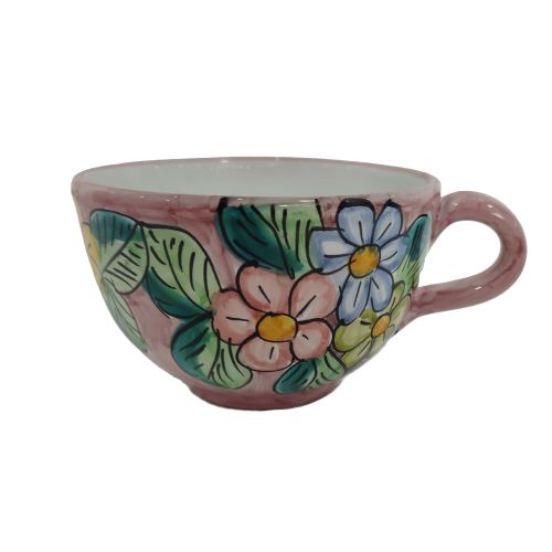 Tasse. Ideal für Milch, Cappuccino oder Tee. Blumen Linie. Vietri Keramik. Handbemalt.