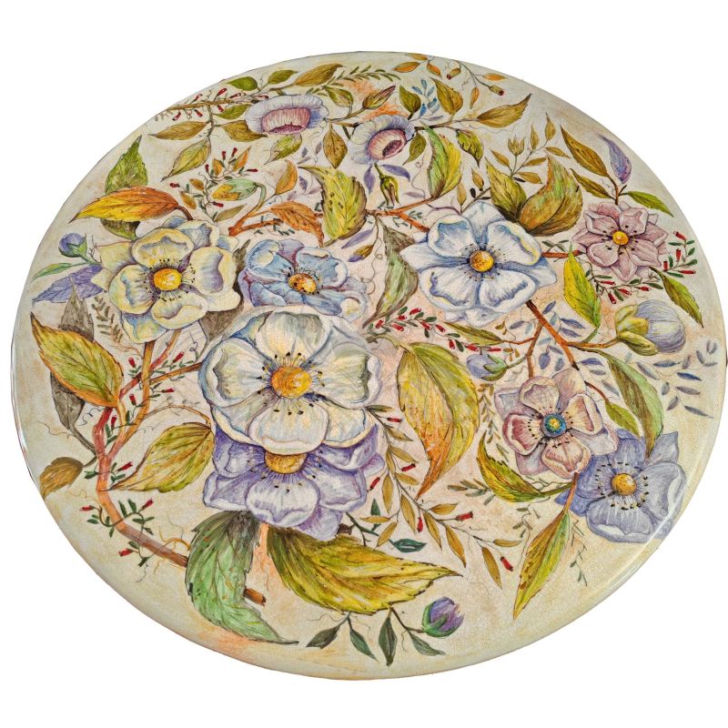 Table. Round lava stone table. Flowers. 100 cm....