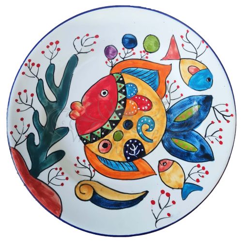 Piatto. Linea Naif.  Ceramica vietrese. Dipinta a mano. Ciotola/fondina piano e frutta