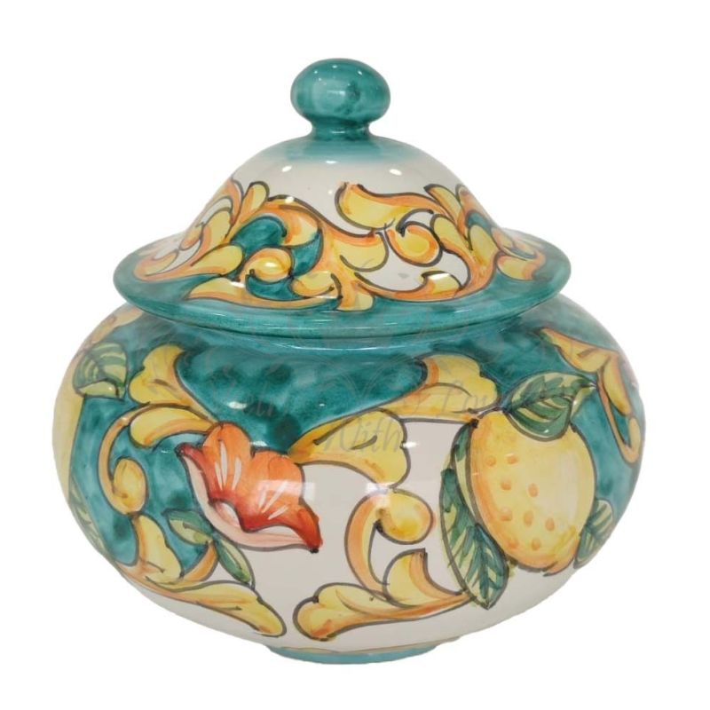 Biscottiera. Linea Barocco e Limoni. Ceramica...