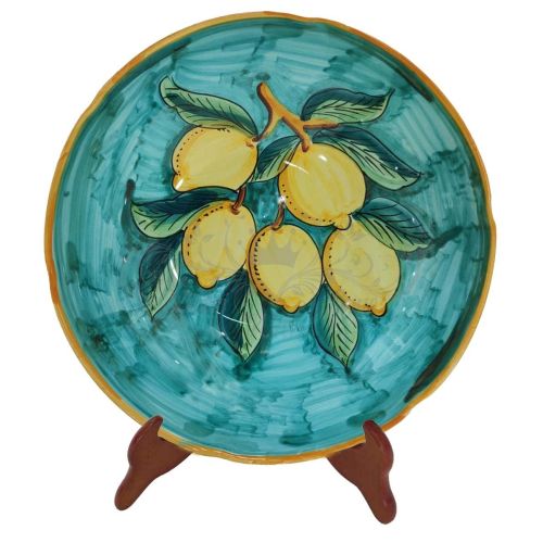 Plate. Dish. Lemons Line. Hand-painted Vietri ceramic.