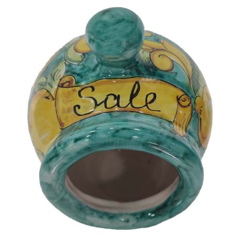 Elbow Saltcellar. Baroque line Hand painted. Vietri ceramic