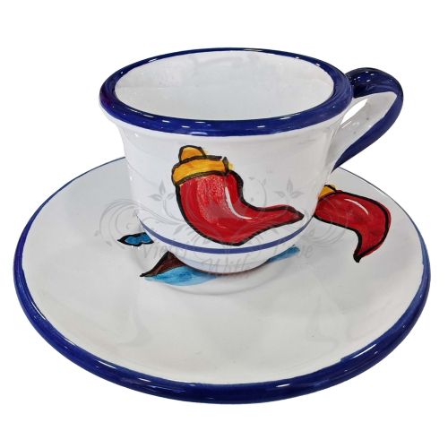 Taza con platito. Línea Nápoles. Cerámica de Vietri. Pintada a mano.