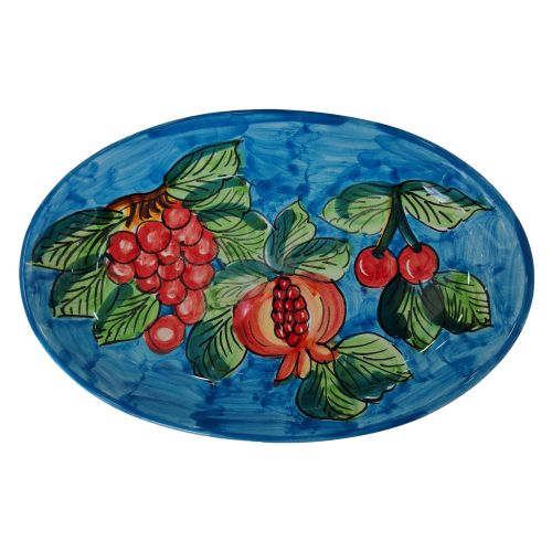 Oval serving dish or bowl. Floral and fruit line. Vietri...