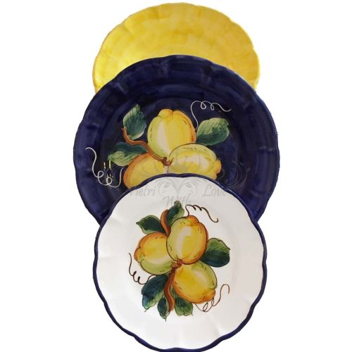 Plate. Lemon Line. Vietri Ceramic. Hand-painted. Available as dinner, soup, dessert/fruit or charger plate.