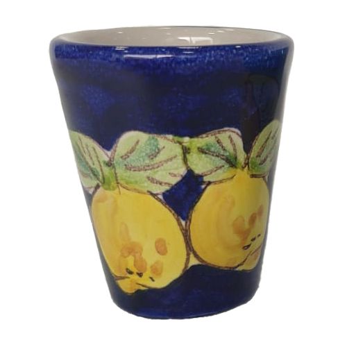 Bicchiere. bicchierino. Limoncello. Linea Limoni. Ceramica di Vietri. Dipinta a mano.