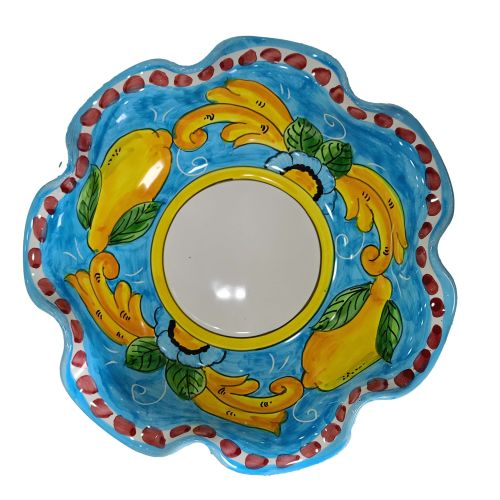 copy of Bowl wave border houses line. handpainted Vietri ceramic