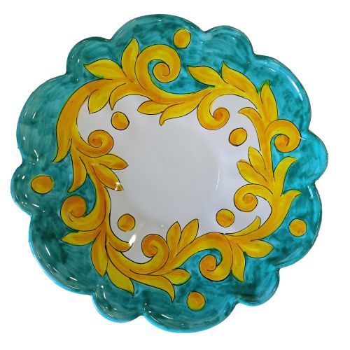 Bowl wave border baroque line. handpainted Vietri ceramic