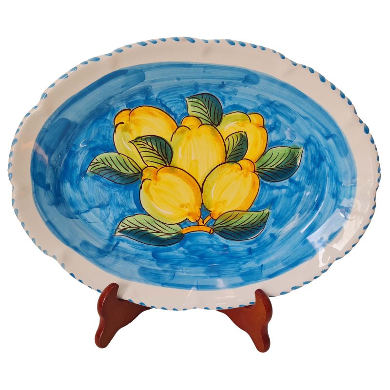 Plat ovale à bord ondulé. Collection Citrons....