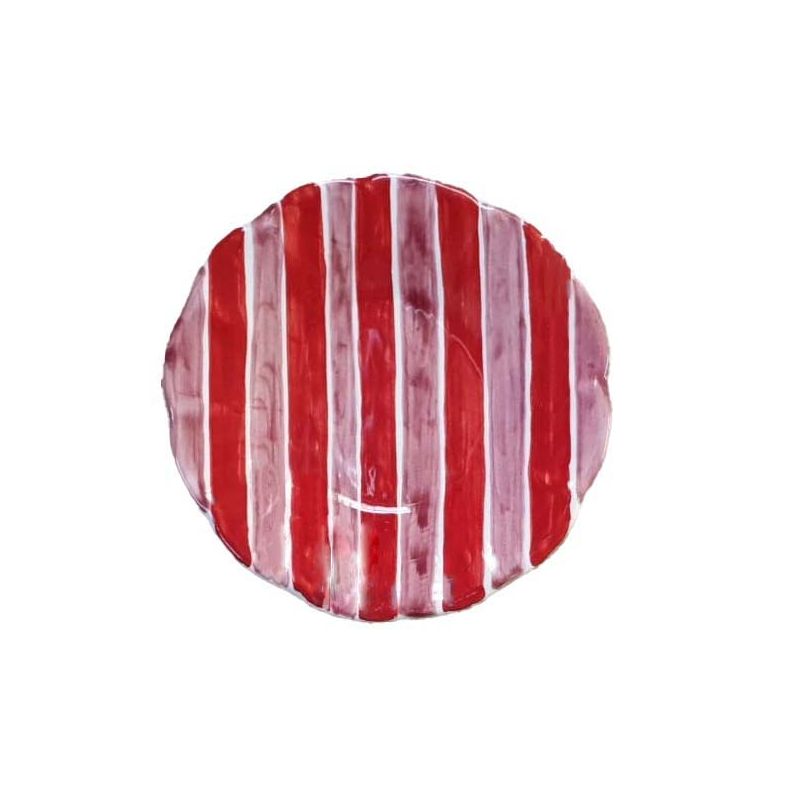 Plate. Stripes Line. Two Colors. Hand-painted...