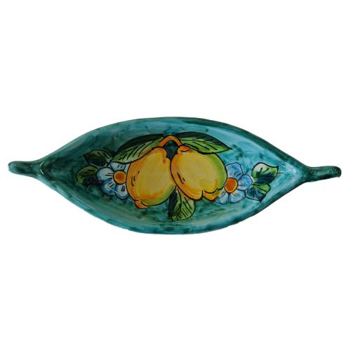 Boat Shape Plate. Lemon Line. Hand-painted Vietri ceramic.