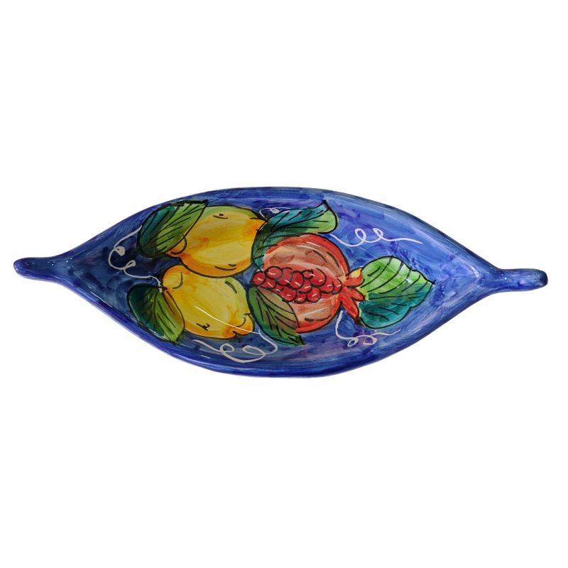 Boat Shape Plate. Lemon Line. Hand-painted...
