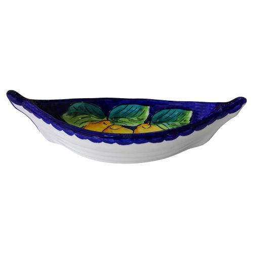 Boat Shape Plate. Lemon Line. Hand-painted Vietri ceramic.