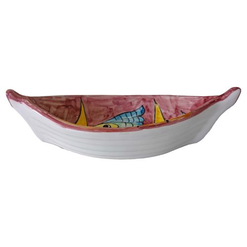 Piatto Forma Barchetta. Linea Pesci. Ceramica di vietri dipinta a mano.