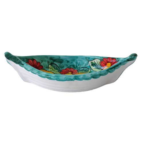 Assiette en forme de bateau. ligne baroque. Céramique de Vietri peinte à la main.