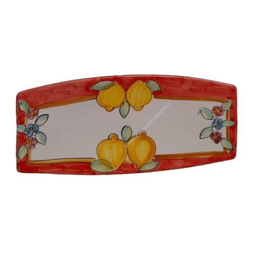Sushi plate Lemons and Flowers line. Hand-painted Vietri ceramic.