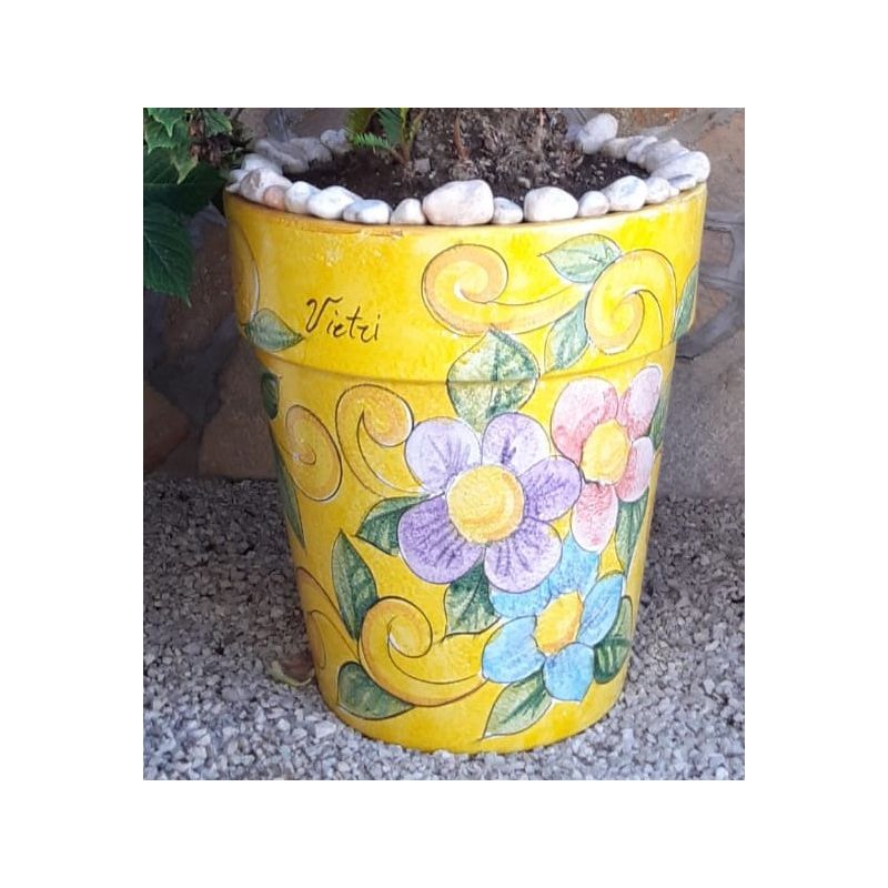 Conical pot for plants yellow, fiore....