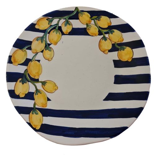 Restaurant Line - Pizza Plate Line Stripes and Lemons...
