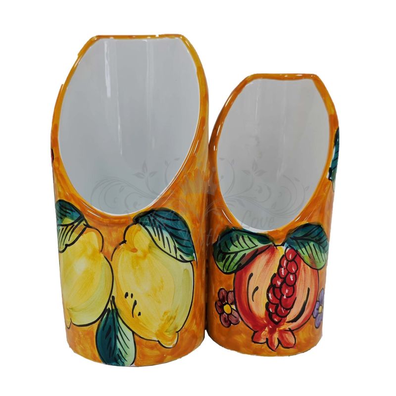 Double Glass Holder Fruit Line. Hand Painted...