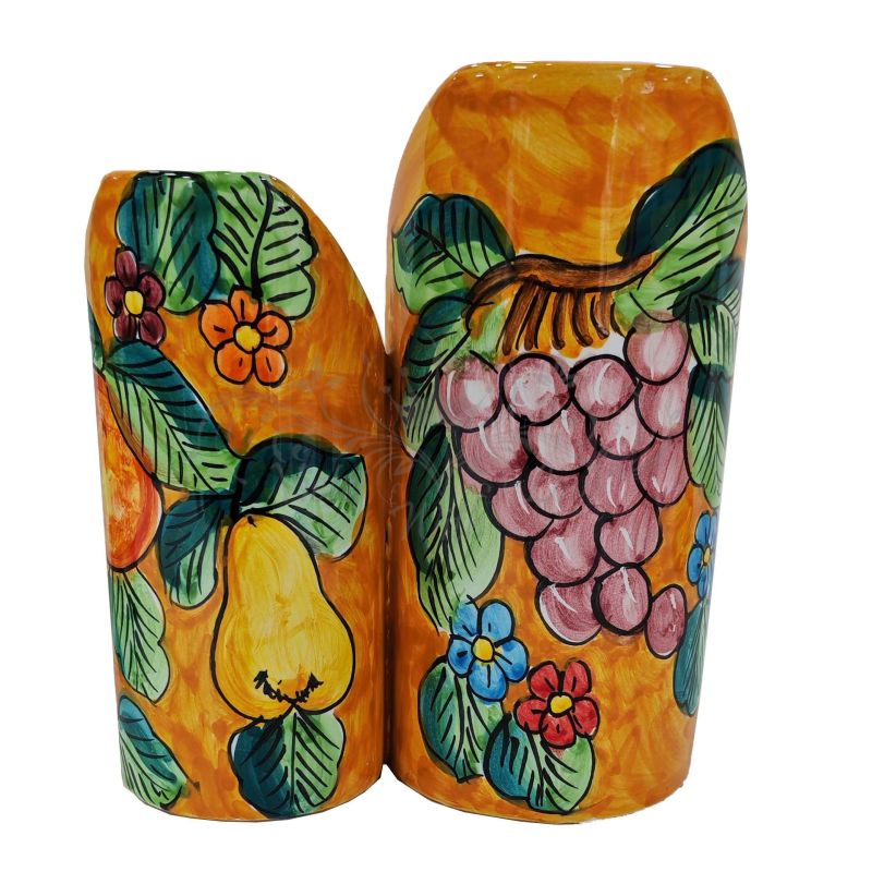 Double Glass Holder Fruit Line. Hand Painted...