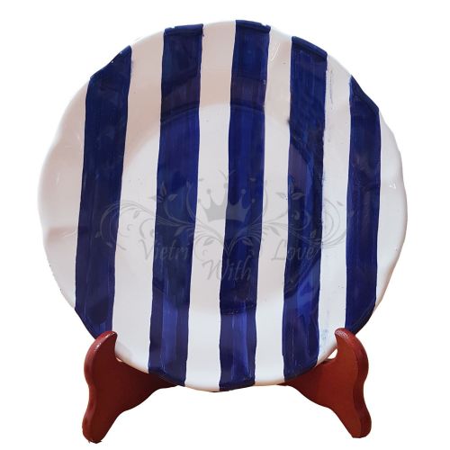 Plate. Dish. Striped line. Vietri ceramic. Hand painted....