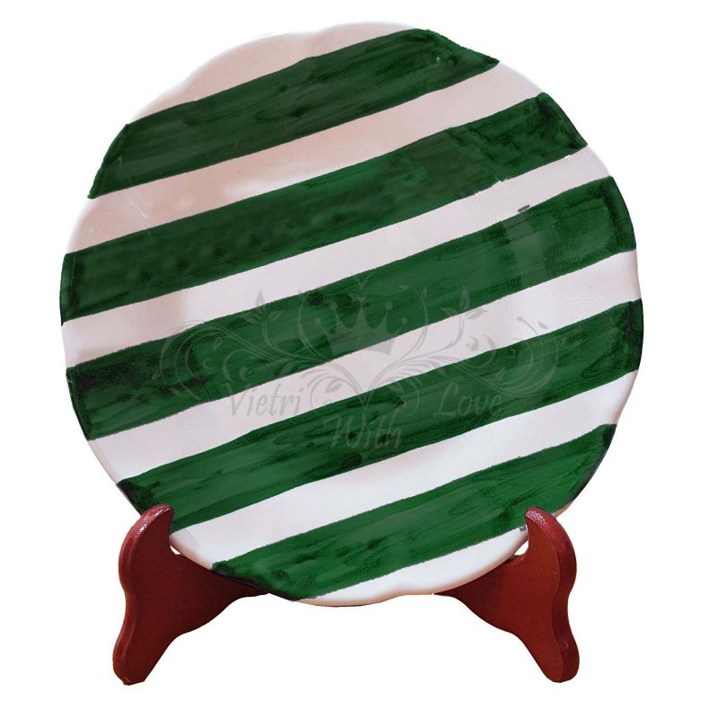 Plate. Stripes Line. Hand-painted Vietri...