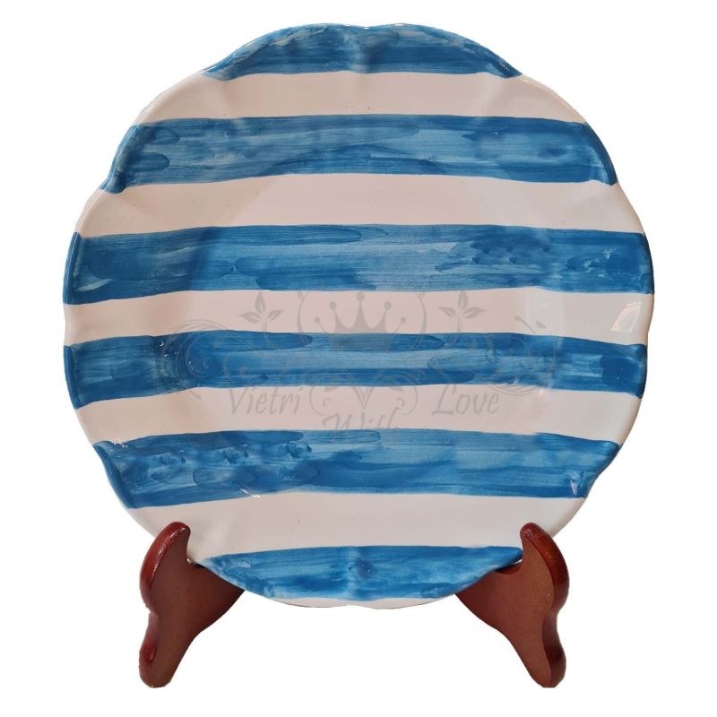 Plate. Stripes Line. Hand-painted Vietri...