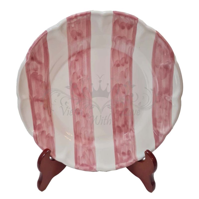 Plate. Stripes Line. Hand-painted Vietri...