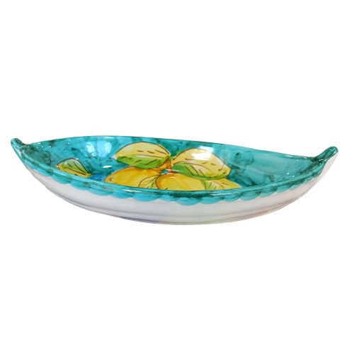 Boat Shape Plate. Lemons and Flowers line. Hand-painted Vietri ceramic.